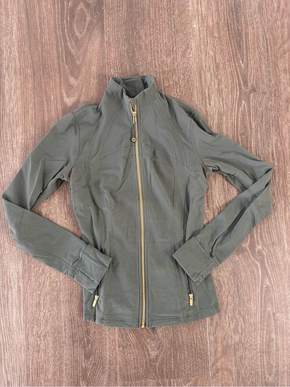 Lululemon Define Jacket Luon Dark Olive Gold Zip Size 8
